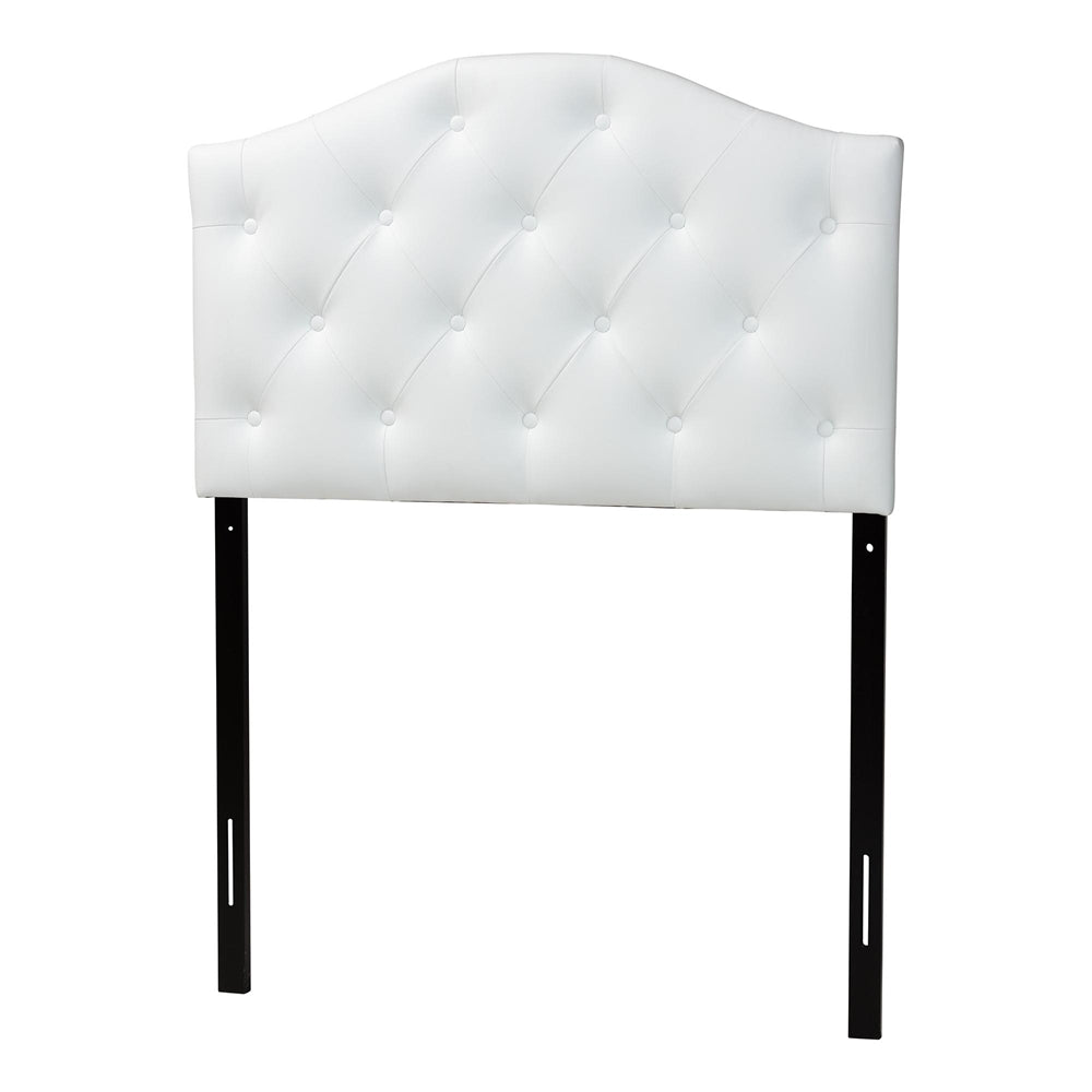 Myra Modern and Contemporary White Faux Leather Upholstered Button-Tufted Scalloped Twin Size Headboard