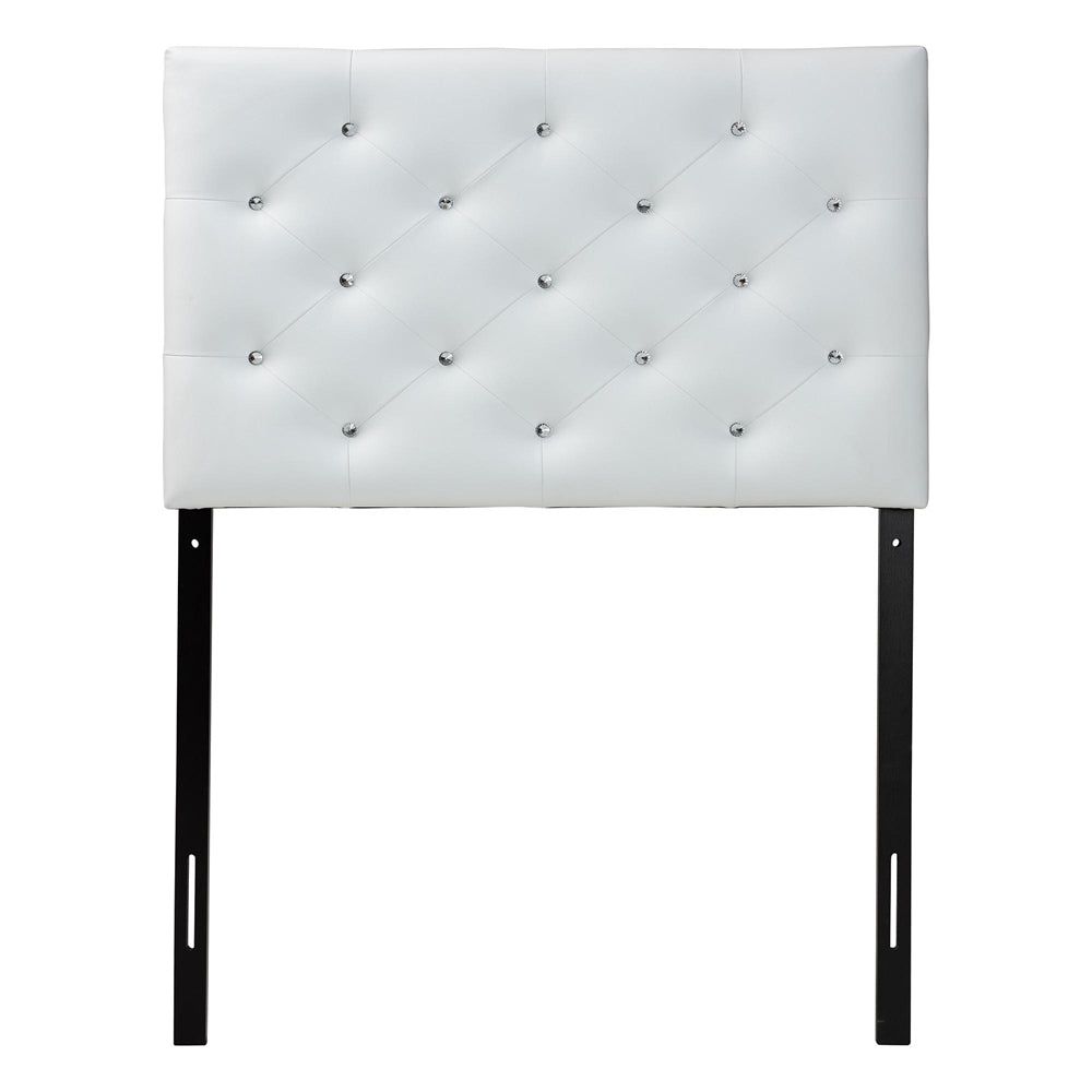 Viviana Modern and Contemporary White Faux Leather Upholstered Button-Tufted Twin Size Headboard