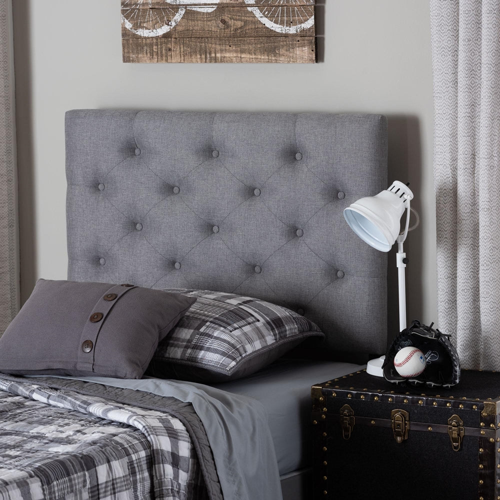 Viviana Modern and Contemporary Grey Fabric Upholstered Button-Tufted Twin Size Headboard