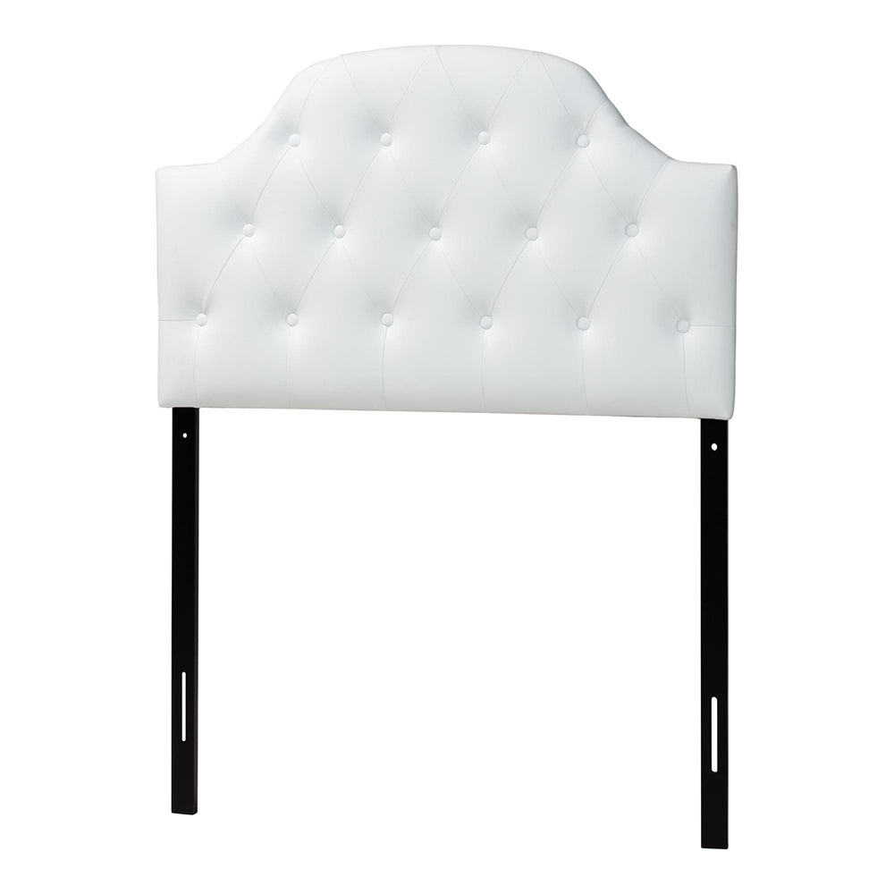 Morris Modern and Contemporary White Faux Leather Upholstered Button-Tufted Scalloped Twin Size Headboard