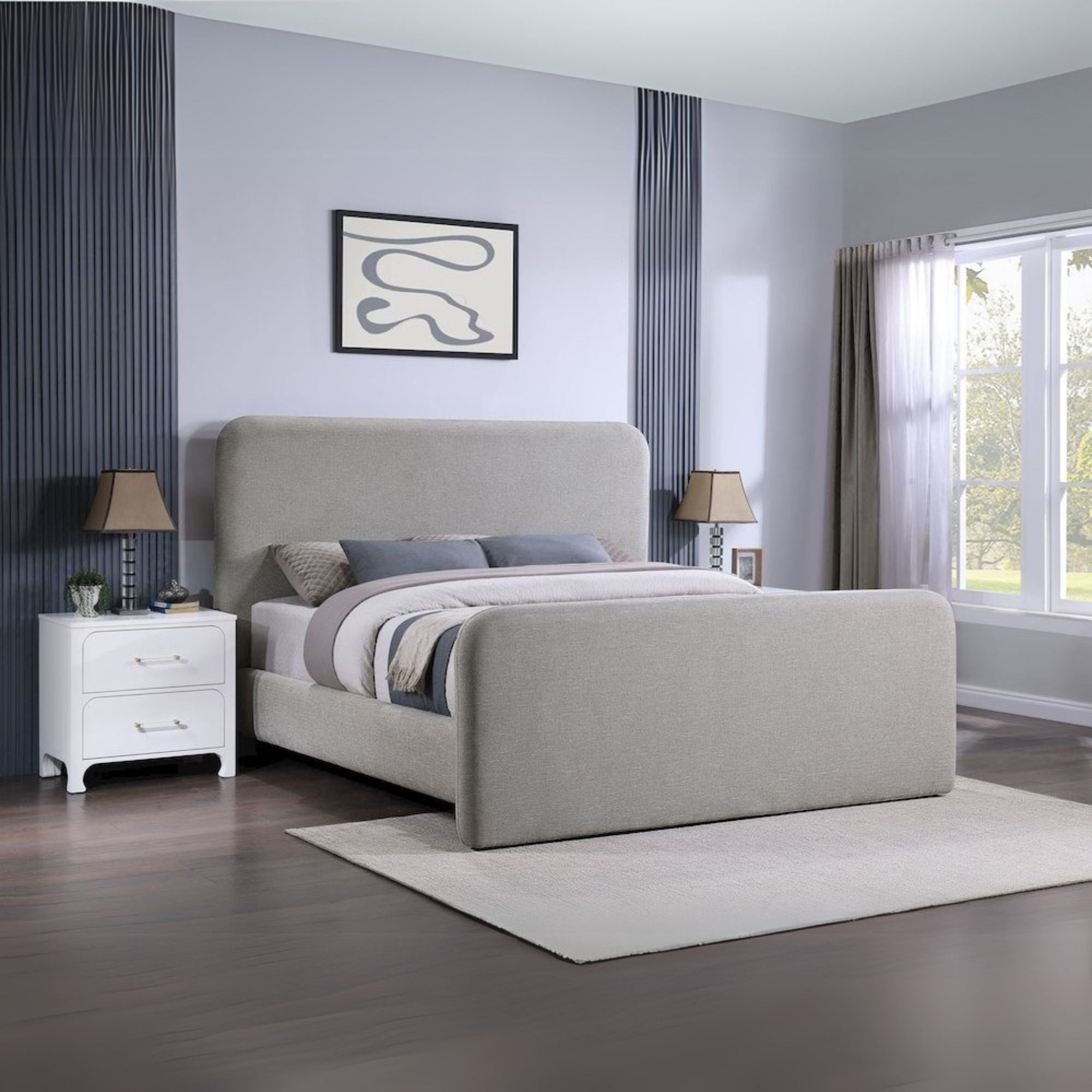 Wren Upholstered Eastern King Panel Bed Grey