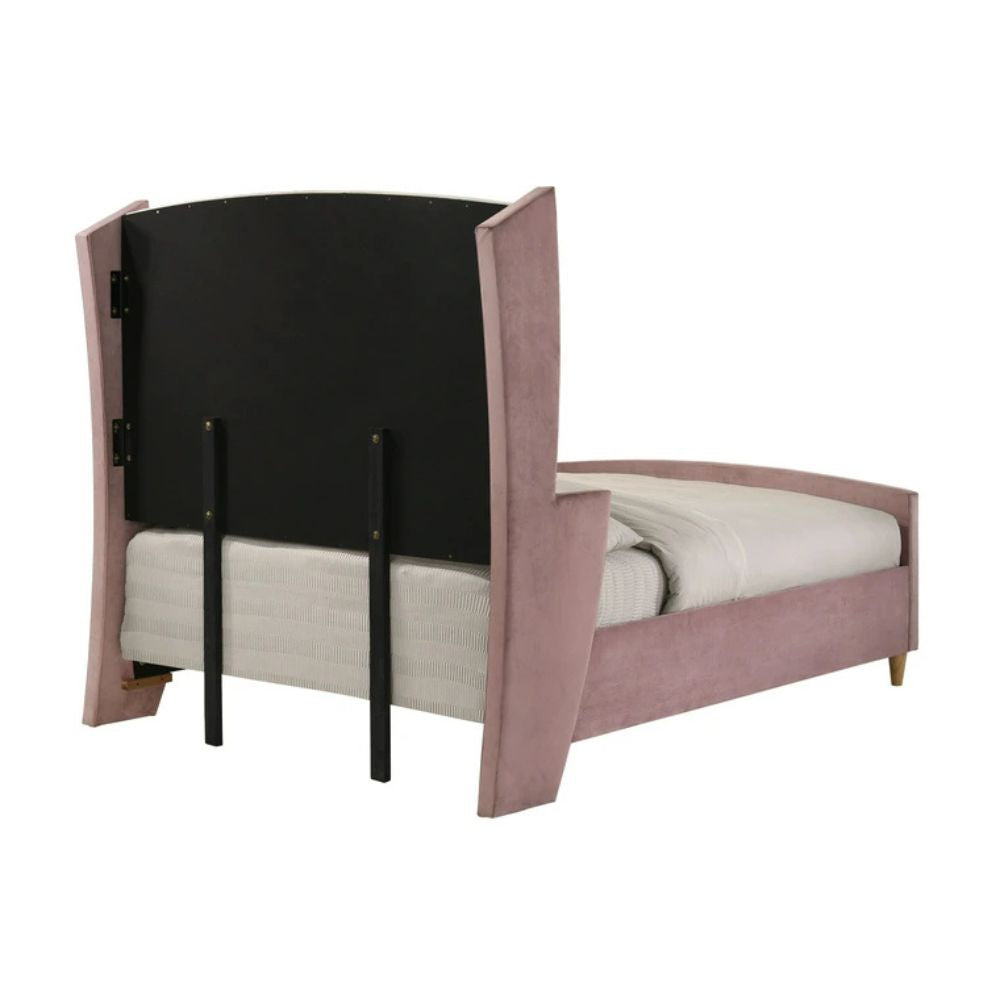 Salonia Eastern King Bed, Pink Velvet