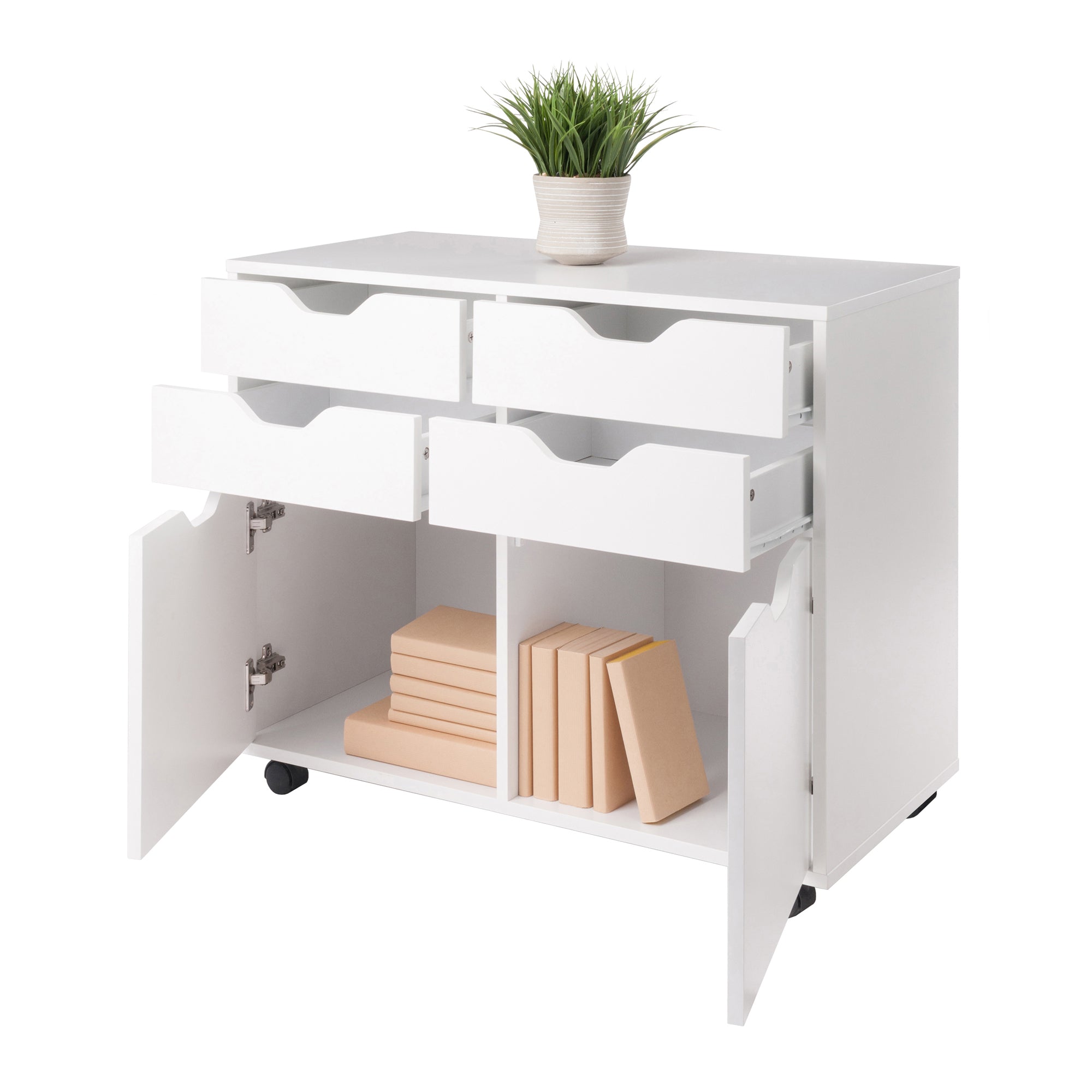 Halifax 2-Door, 4-Drawer Mobile Cabinet, White