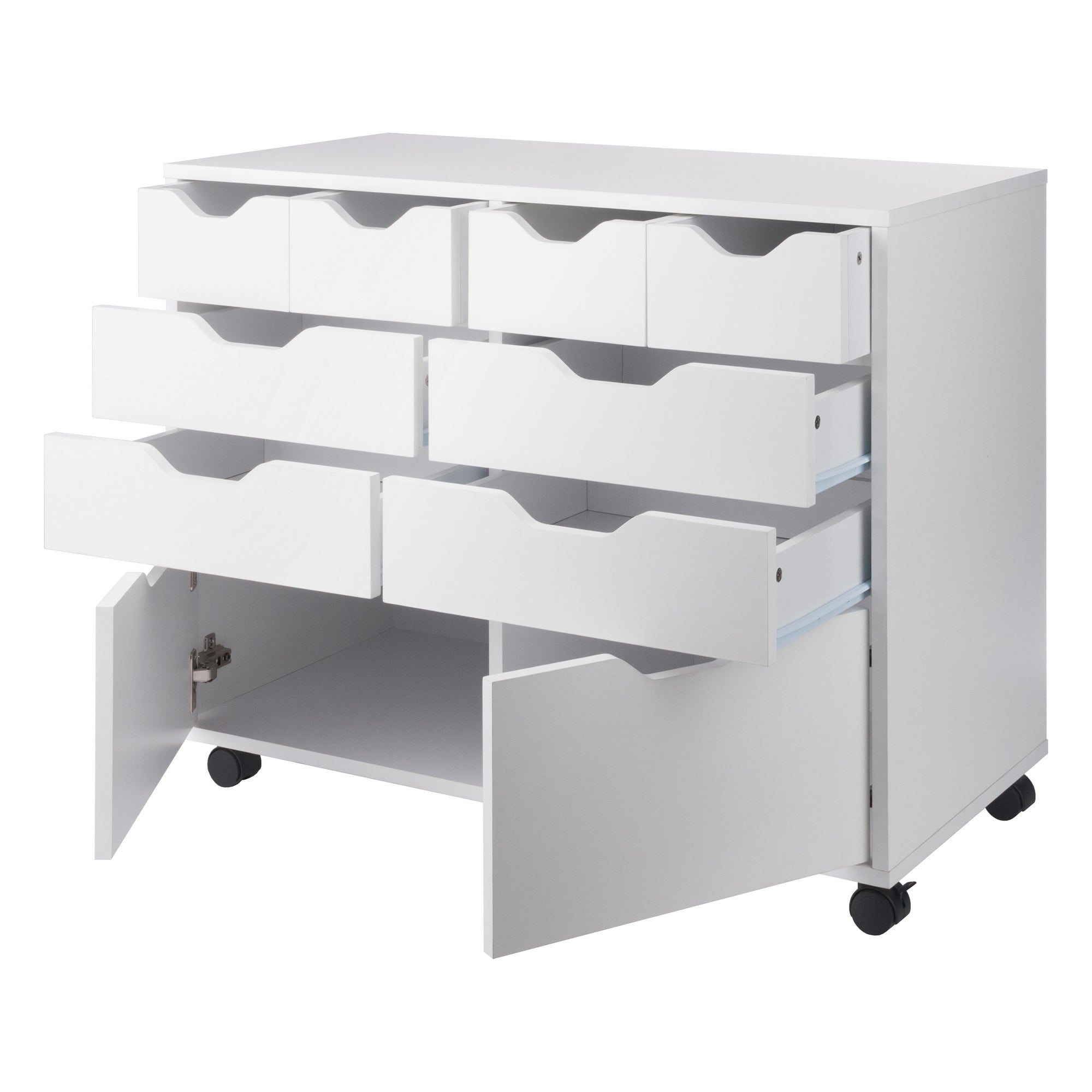 Halifax Bins & Drawers Multi-Storage Wide Mobile Cabinet, White