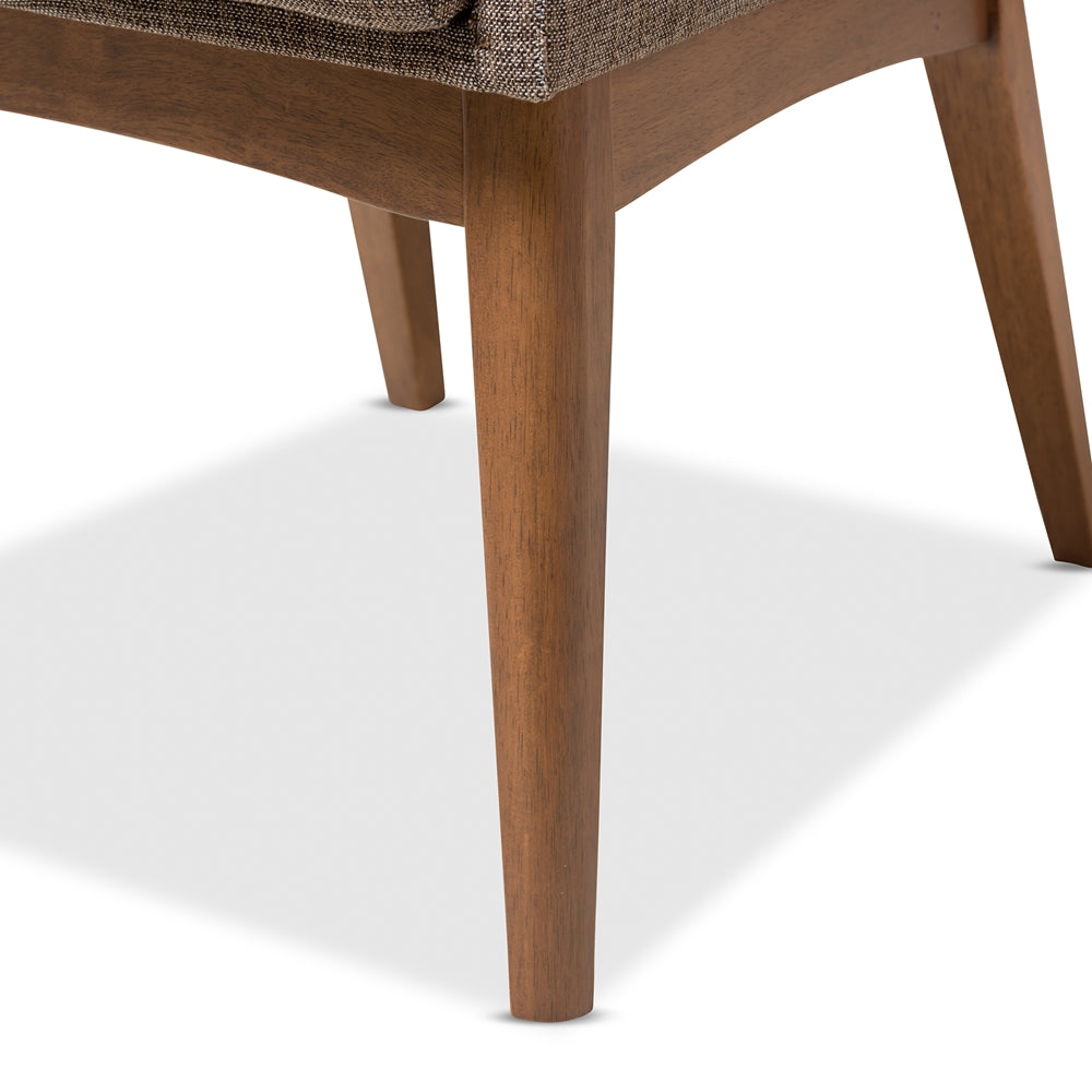 Dorina Mid-Century Modern Gravel Fabric Upholstered and Walnut Brown Finished Wood 5-Piece Dining Set