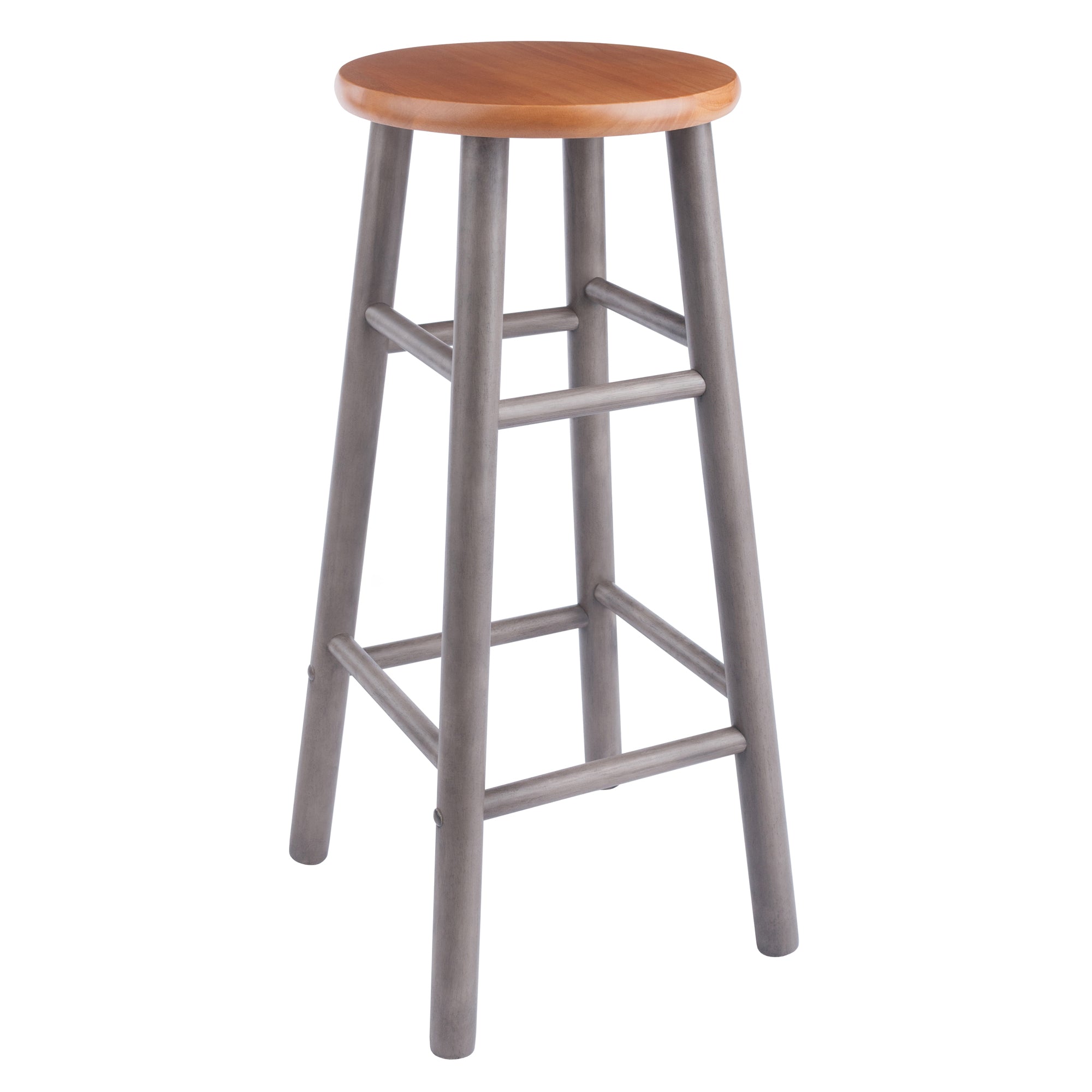 Huxton 2-Pc Bar Stool Set, Oyster Gray and Teak