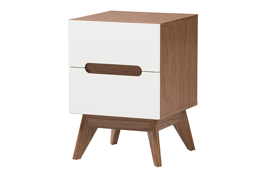 Calypso Mid-Century Modern Two-Tone White and Walnut Brown Finished Wood 3-Piece Storage Set