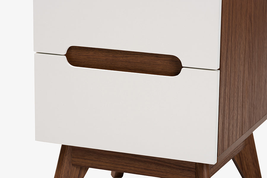 Calypso Mid-Century Modern Two-Tone White and Walnut Brown Finished Wood 3-Piece Storage Set