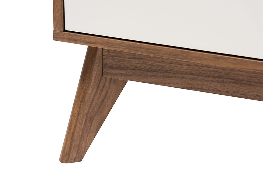 Calypso Mid-Century Modern Two-Tone White and Walnut Brown Finished Wood 3-Piece Storage Set