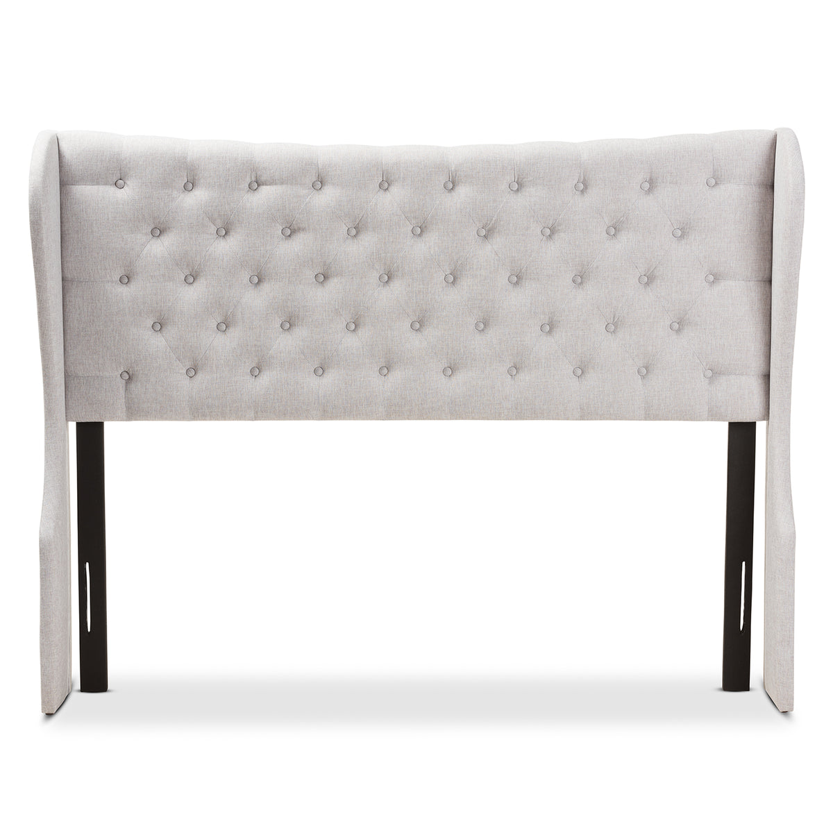 Cadence Modern and Contemporary Greyish Beige Fabric Button-Tufted King Size Winged Headboard
