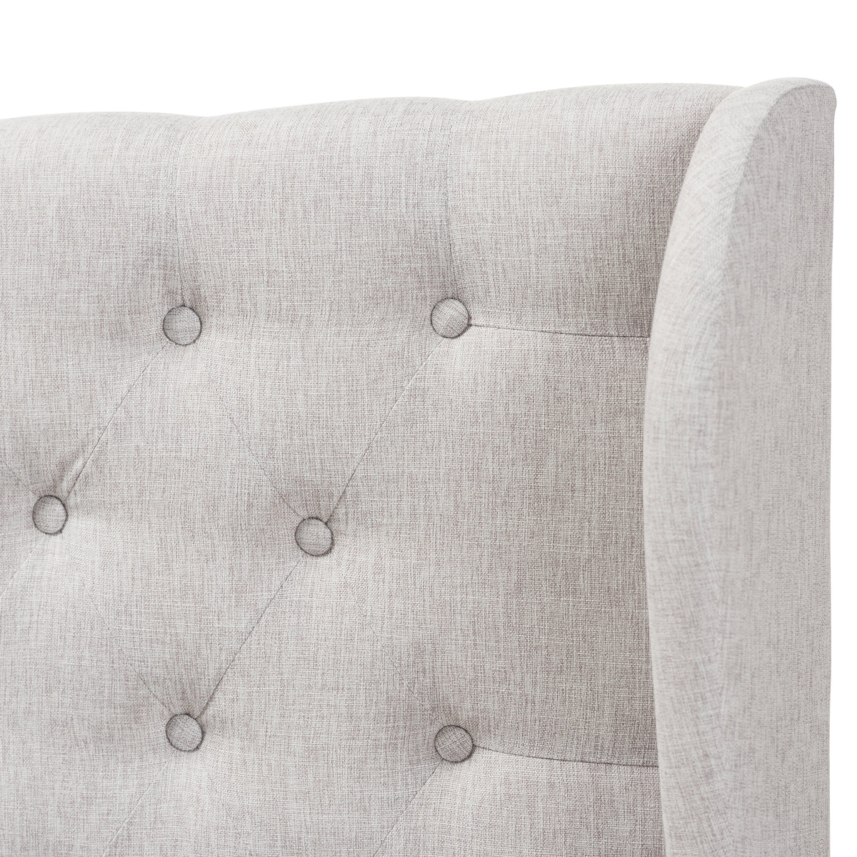 Cadence Modern and Contemporary Greyish Beige Fabric Button-Tufted King Size Winged Headboard