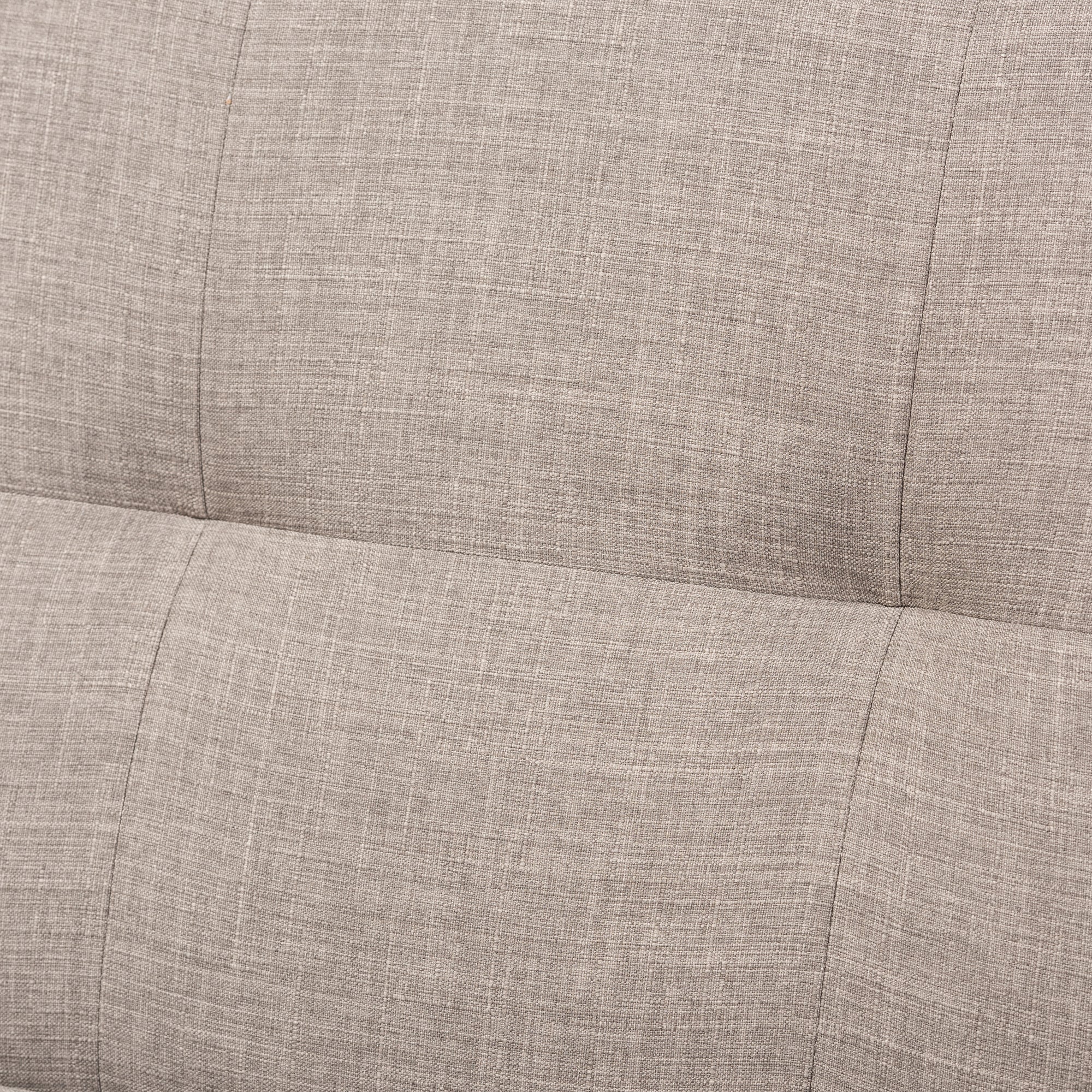 Bianca Mid-Century Modern Walnut Wood Light Grey Fabric Tufted 3-Seater Sofa