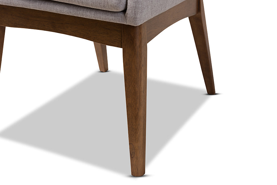 Nexus Mid-Century Modern Walnut Wood Finishing Greyish Beige Fabric Dining Side Chair (Set of 2)