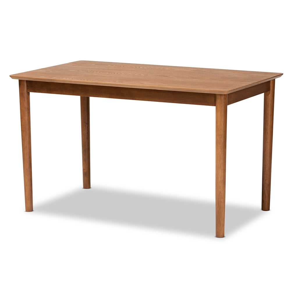 Nexus Mid-Century Modern Dark Grey Fabric Upholstered and Walnut Brown Finished Wood 5-Piece Dining Set
