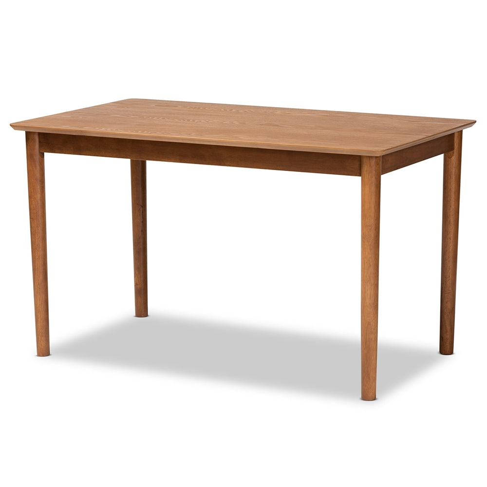 Dorina Mid-Century Modern Dark Grey Fabric Upholstered and Walnut Brown Finished Wood 5-Piece Dining Set