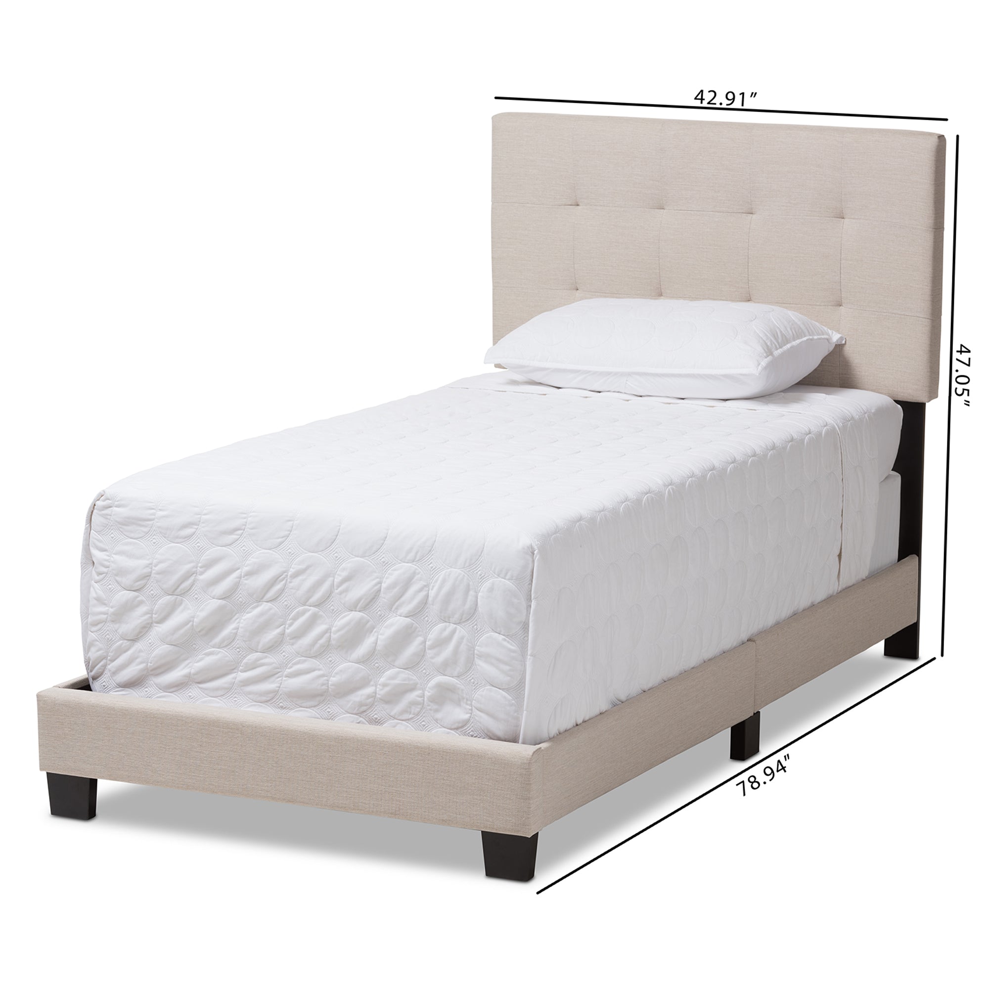 Brookfield Modern and Contemporary Beige Fabric Twin Size Bed