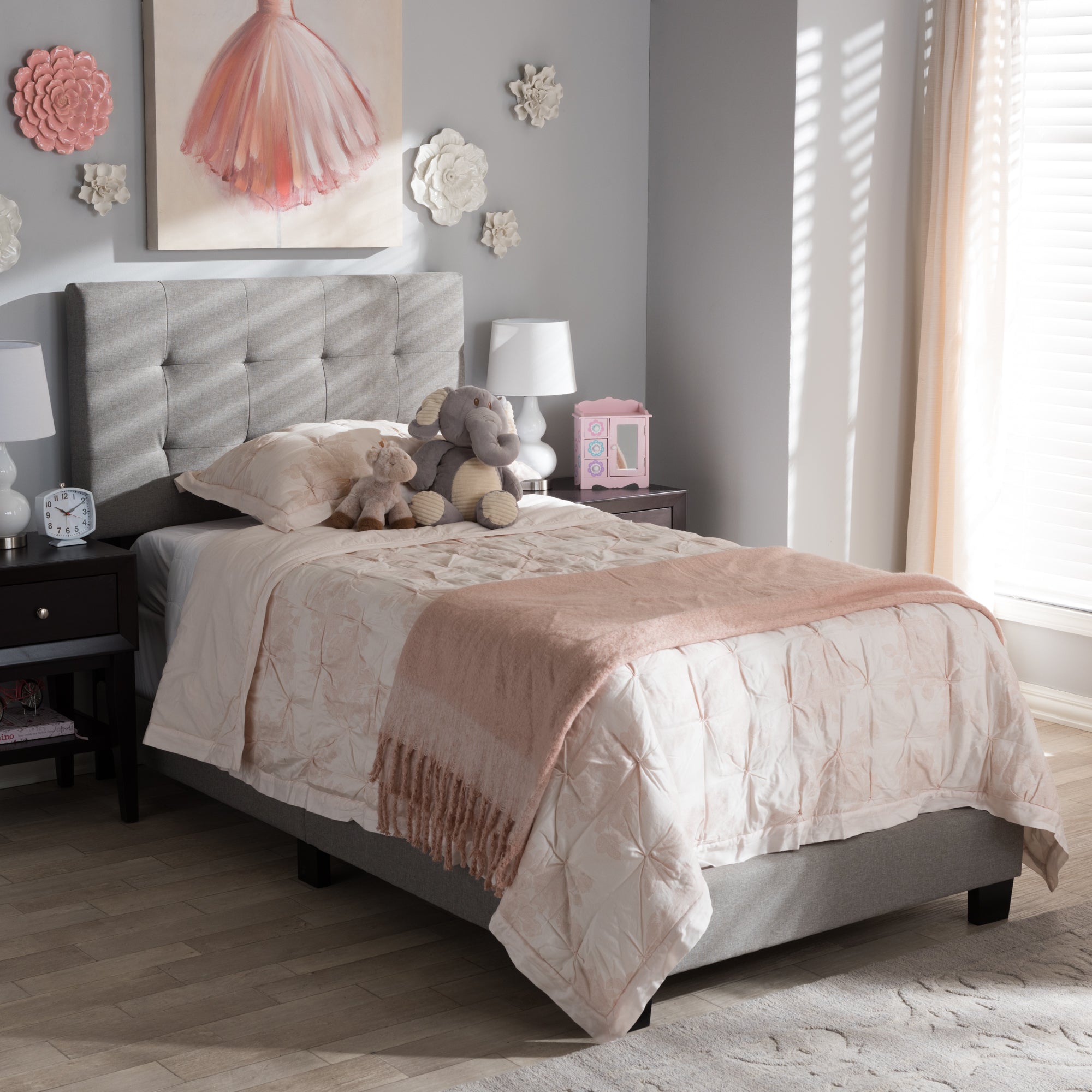 Brookfield Modern and Contemporary Light Grey Fabric Twin Size Bed