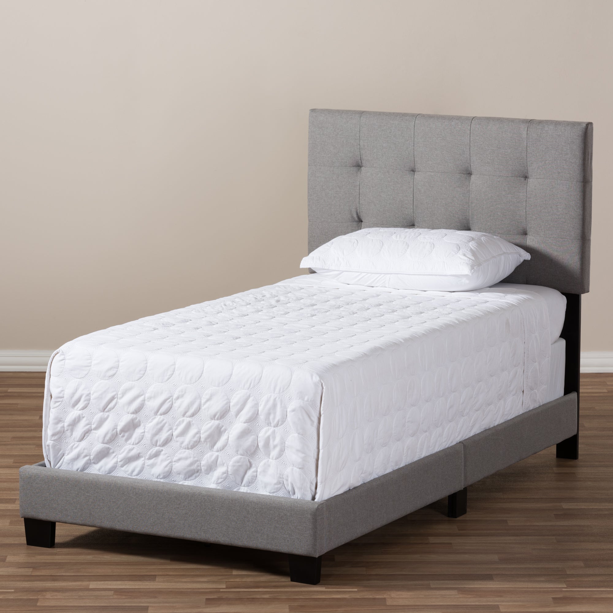 Brookfield Modern and Contemporary Light Grey Fabric Twin Size Bed