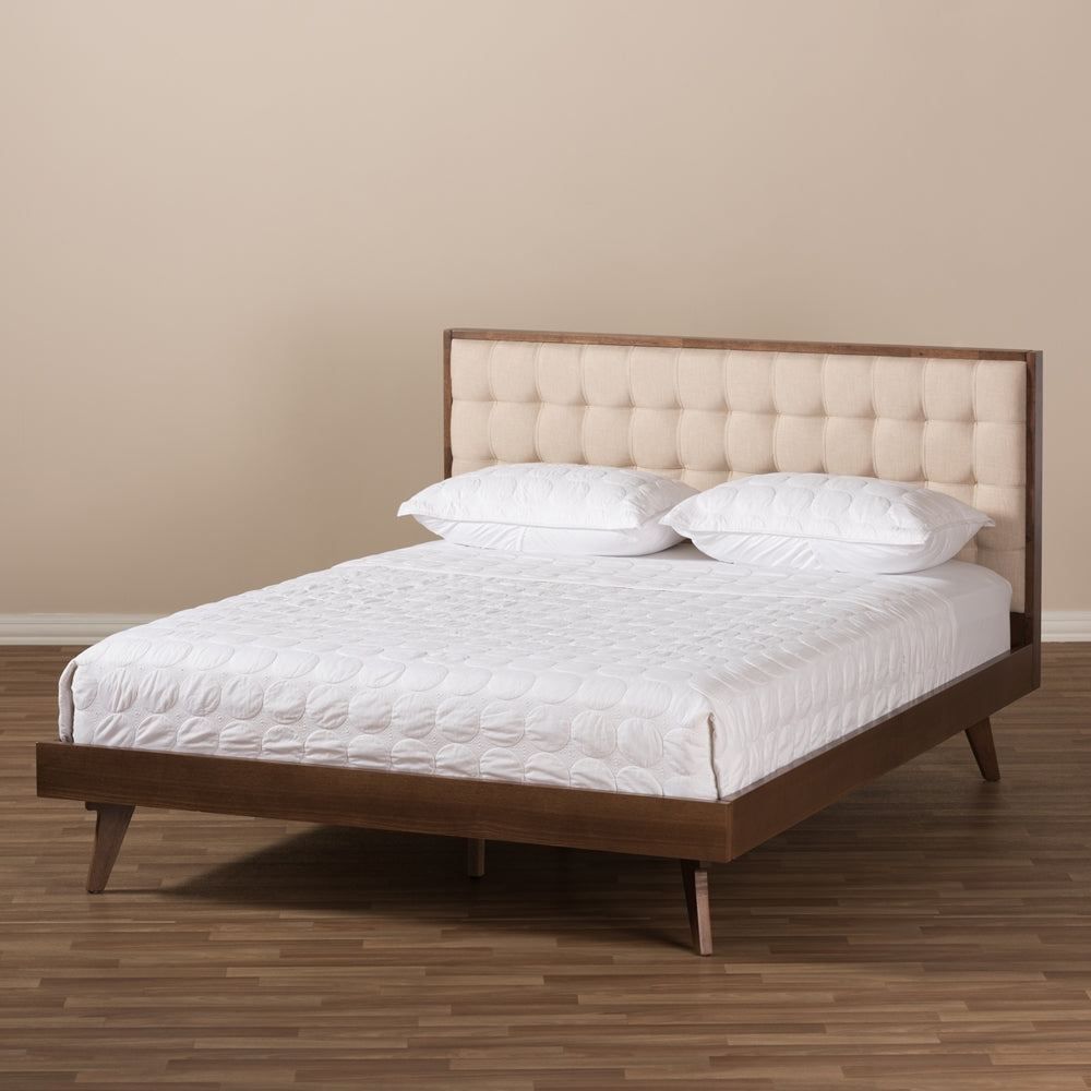 Soloman Lightand Walnut Brown Finished Wood King Size Platform Bed