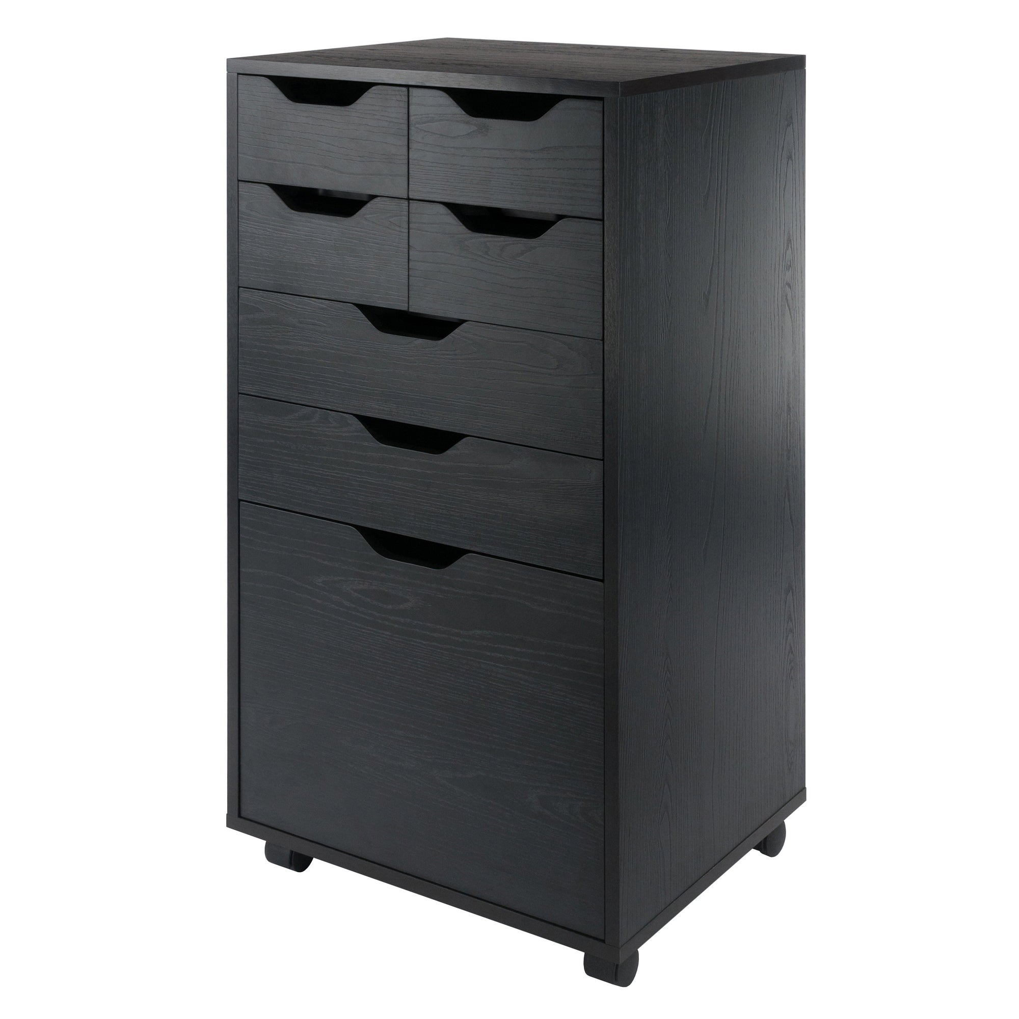 Halifax Bins & Drawers Multi-Storage Tall Mobile Cabinet, Black