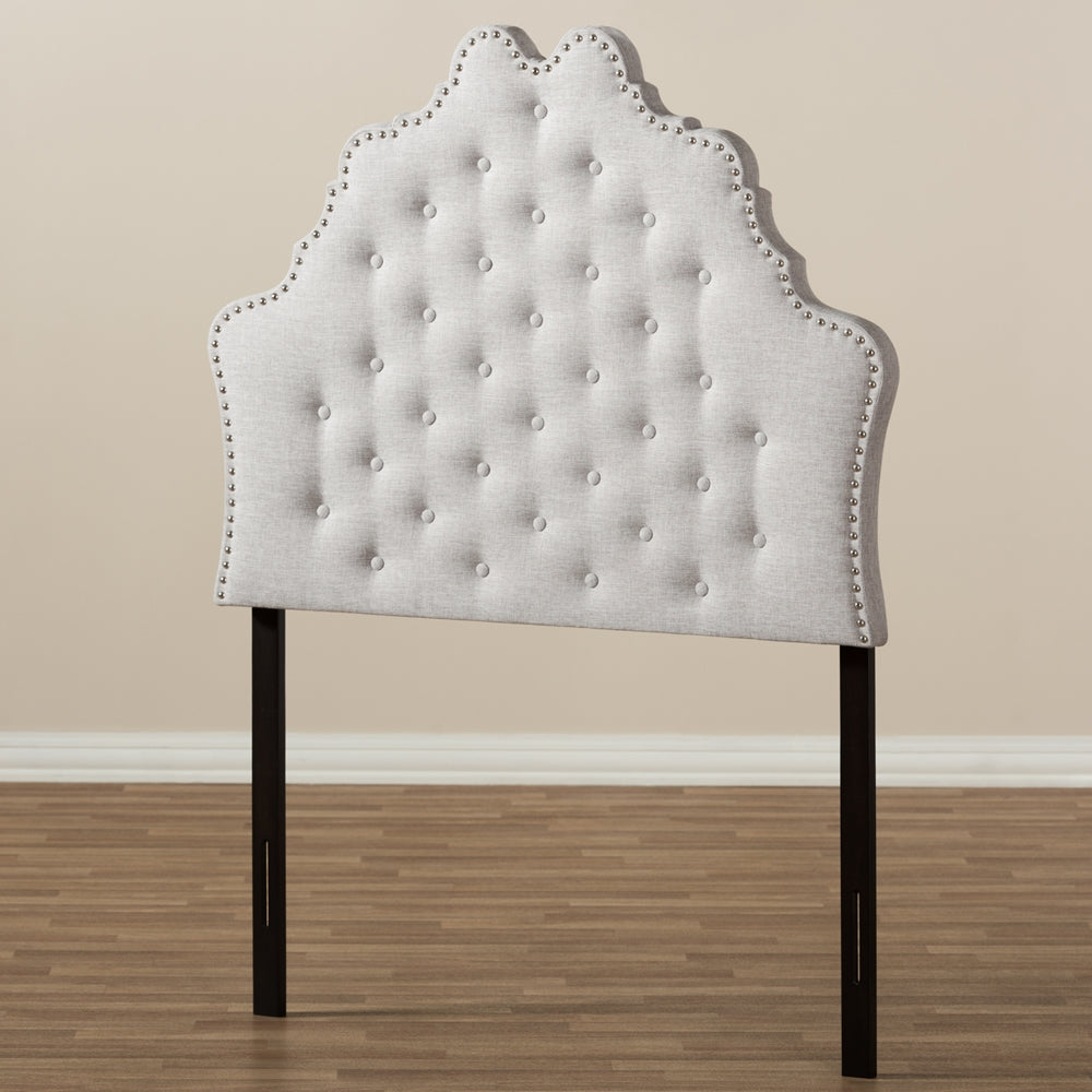 Hilda Modern and Contemporary Greyish Beige Fabric Twin Size Headboard