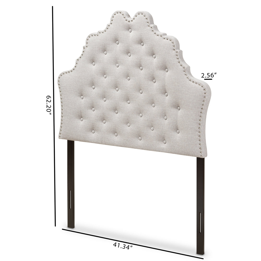Hilda Modern and Contemporary Greyish Beige Fabric Twin Size Headboard