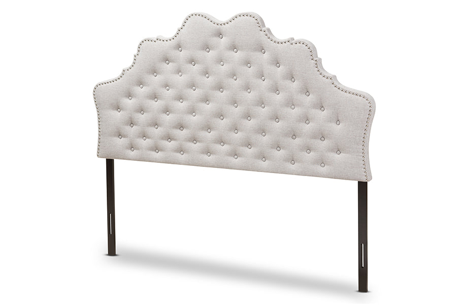 Hilda Modern and Contemporary Greyish Beige Fabric Queen Size Headboard