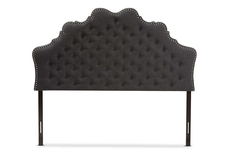 Hilda Modern and Contemporary Dark Grey Fabric Queen Size Headboard