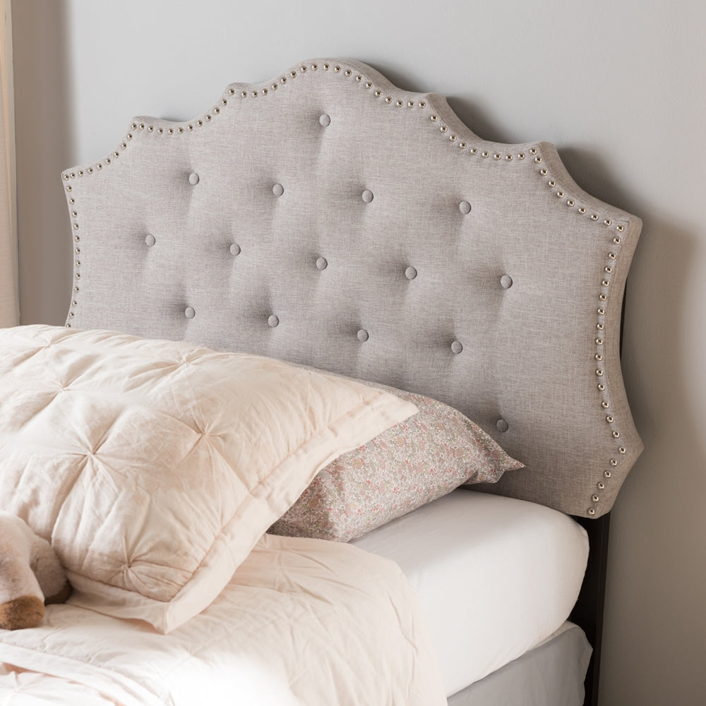Aurora Modern and Contemporary Greyish Beige Fabric Twin Size Headboard