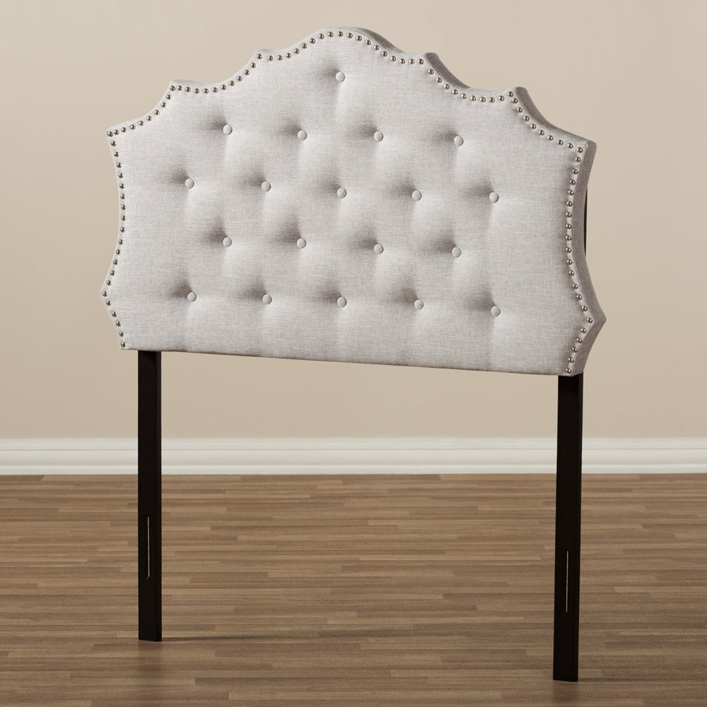 Aurora Modern and Contemporary Greyish Beige Fabric Twin Size Headboard