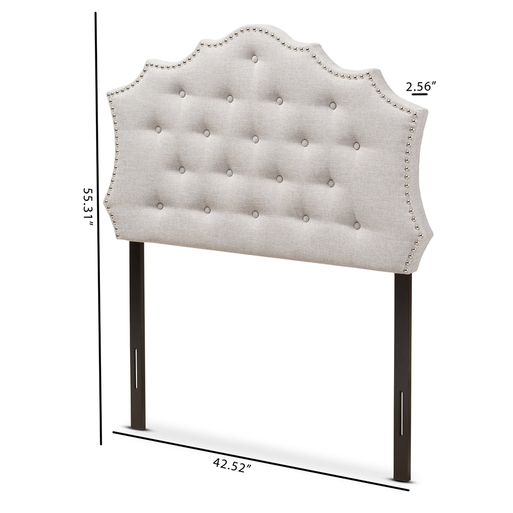 Aurora Modern and Contemporary Greyish Beige Fabric Twin Size Headboard