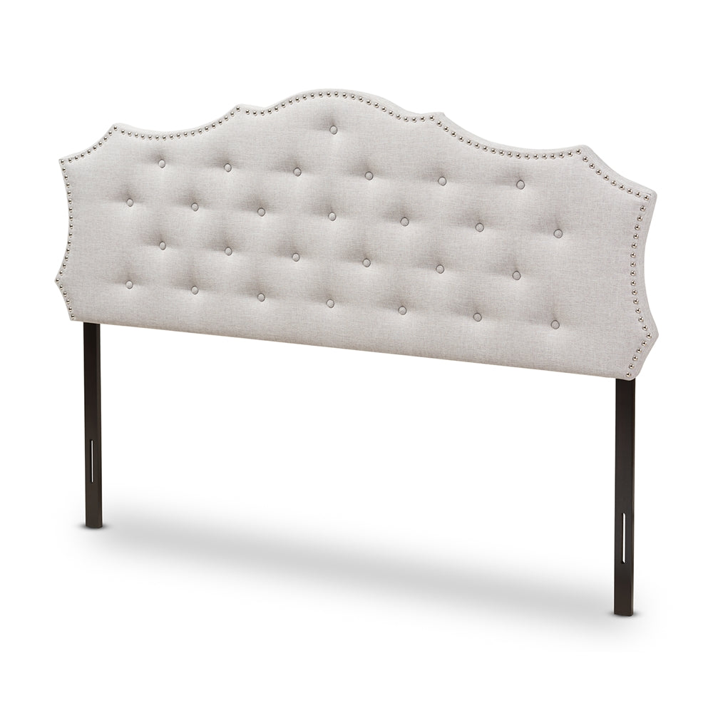 Aurora Modern and Contemporary Greyish Beige Fabric Queen Size Headboard