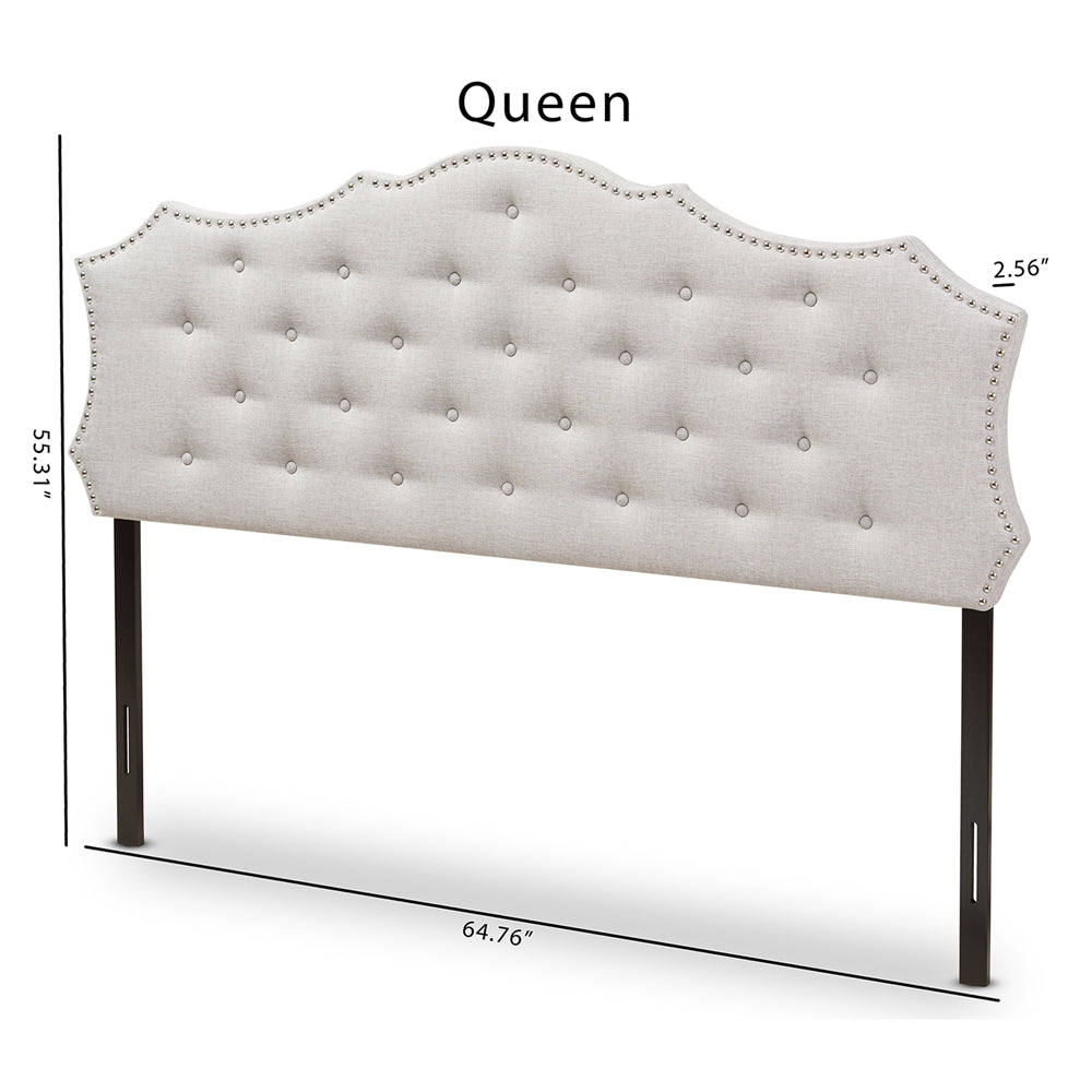 Aurora Modern and Contemporary Greyish Beige Fabric Queen Size Headboard