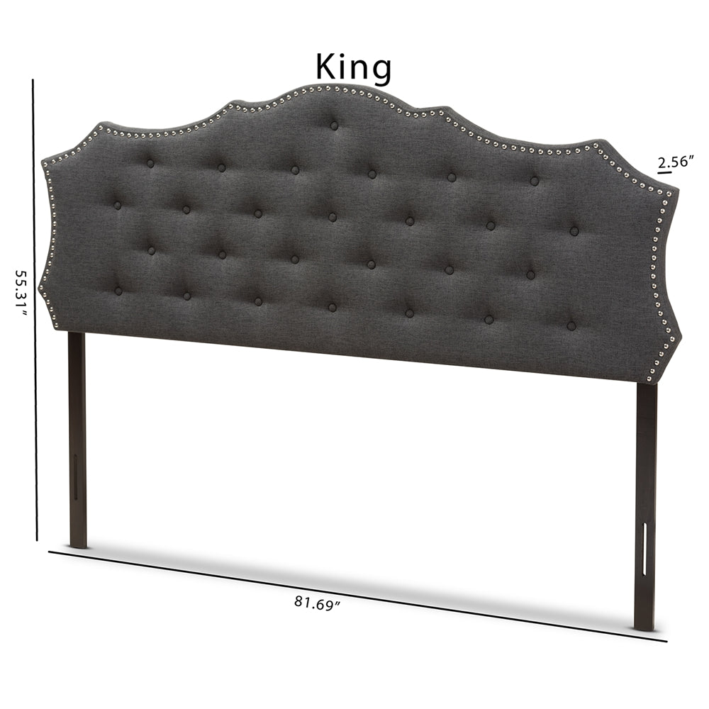 Aurora Modern and Contemporary Dark Grey Fabric King Size Headboard