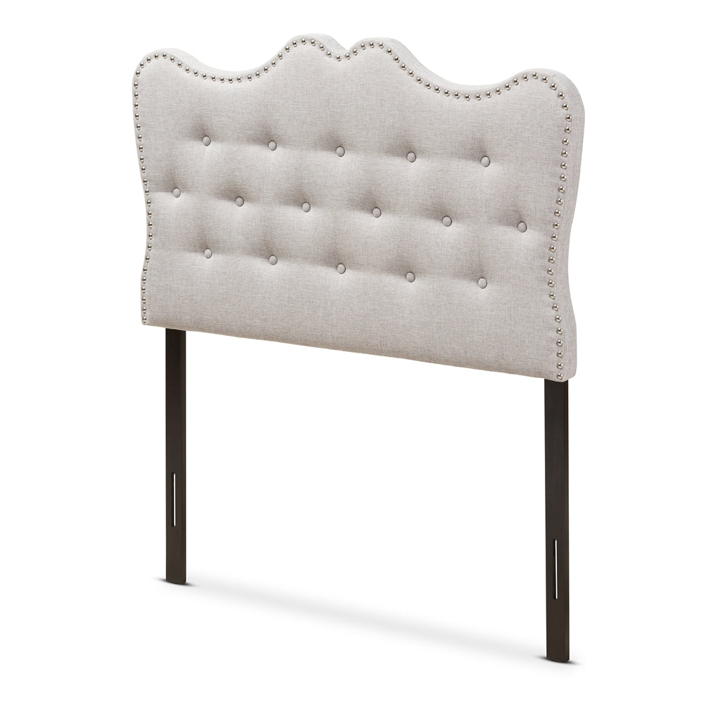 Emma Modern and Contemporary Greyish Beige Fabric Twin Size Headboard