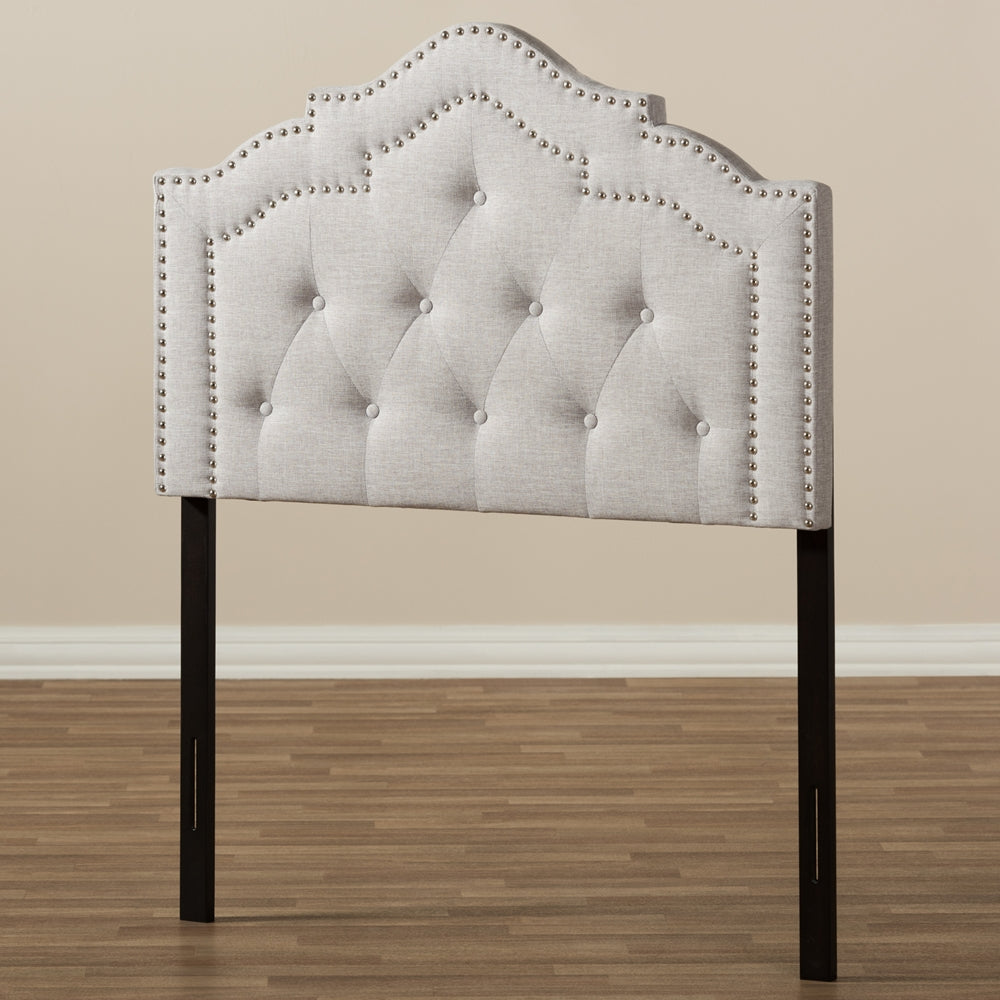 Edith Modern and Contemporary Greyish Beige Fabric Twin Size Headboard
