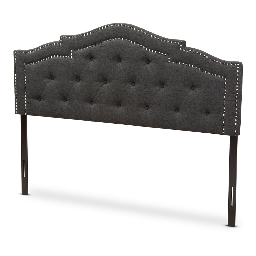 Edith Modern and Contemporary Dark Grey Fabric Queen Size Headboard