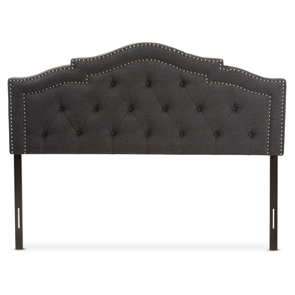 Edith Modern and Contemporary Dark Grey Fabric Queen Size Headboard