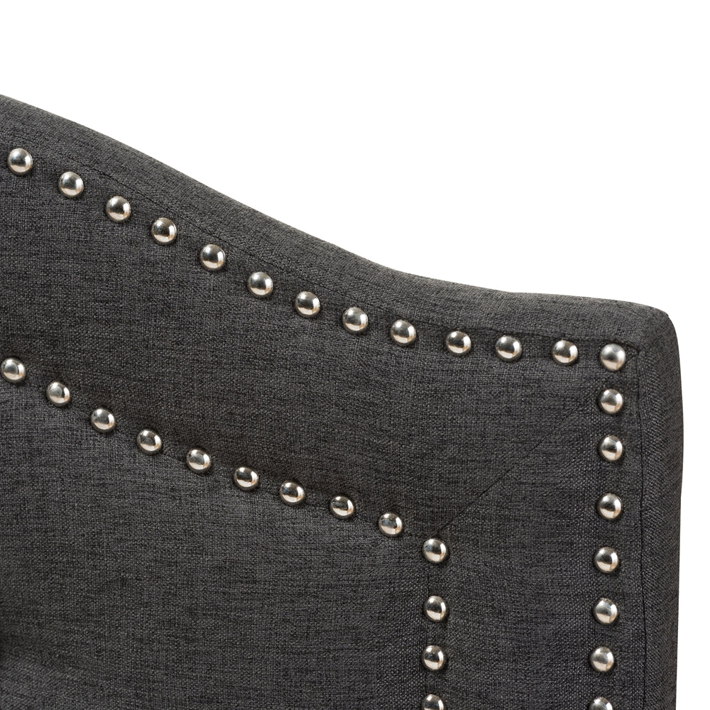 Edith Modern and Contemporary Dark Grey Fabric Queen Size Headboard