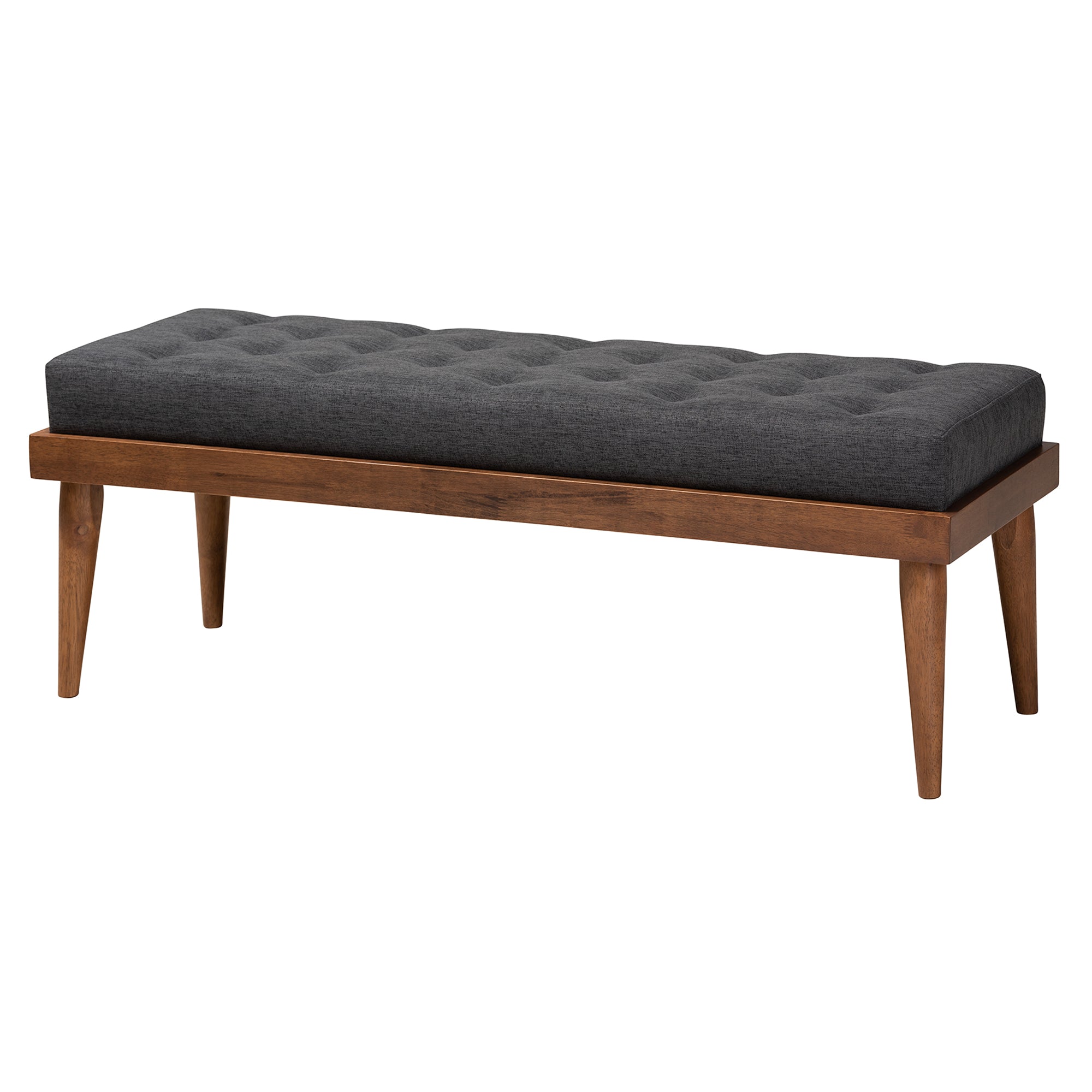 Valencia Mid-Century Modern Dark Grey Fabric Upholstered Queen Size 2-Piece Bedroom Set
