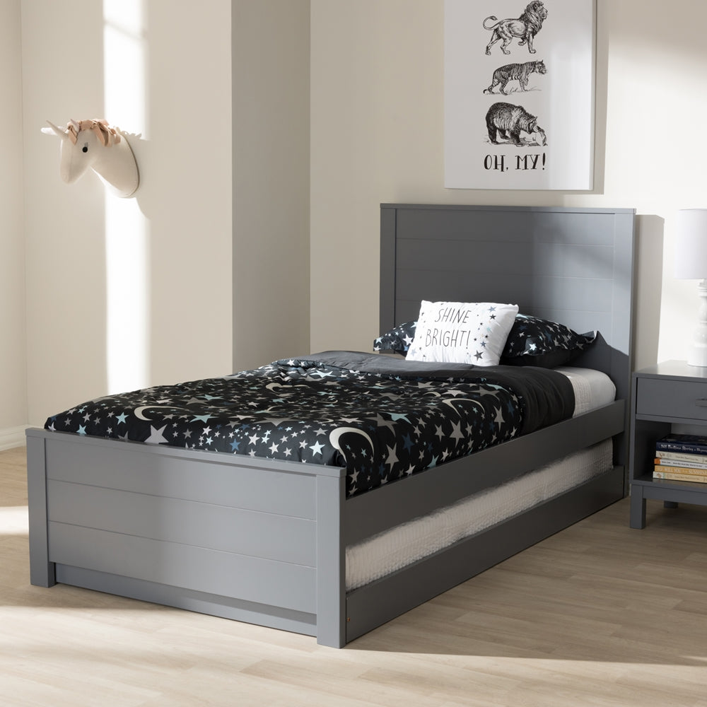 Catalina Classic Mission Grey-Finished Wood Twin Platform Bed With Trundle