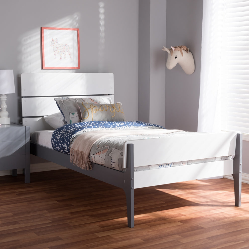 Nereida Classic Mission White And Dark Grey-Finished Wood Twin Platform Bed