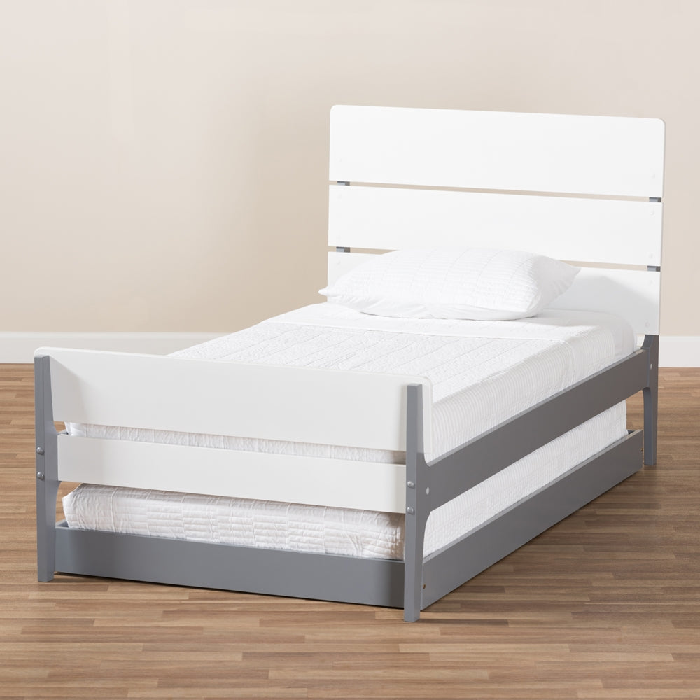 Nereida Style White And Grey-Finished Wood Twin Platform Bed