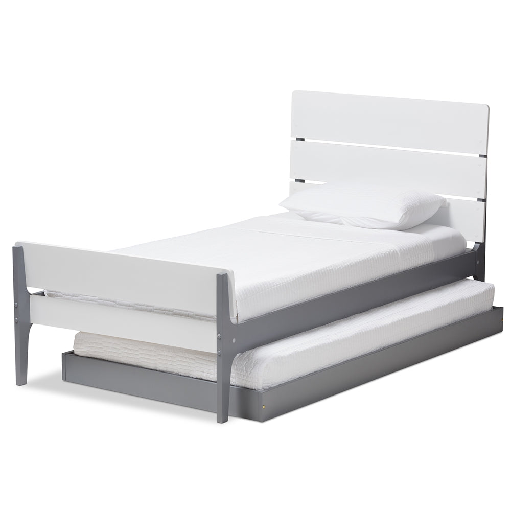 Nereida Style White And Grey-Finished Wood Twin Platform Bed