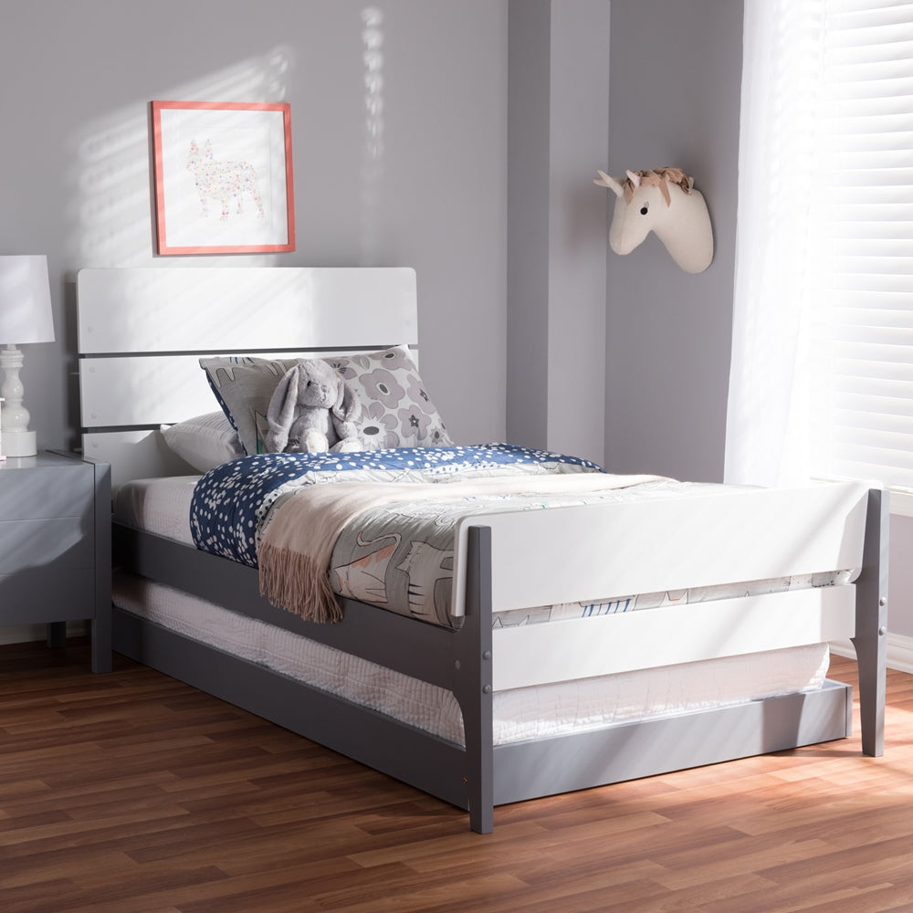 Nereida Style White And Grey-Finished Wood Twin Platform Bed