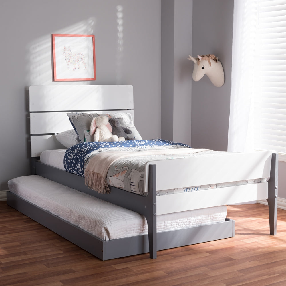 Nereida Style White And Grey-Finished Wood Twin Platform Bed