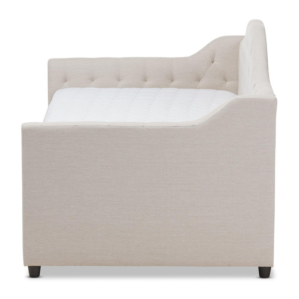Perry Light Beige Fabric Daybed with Trundle