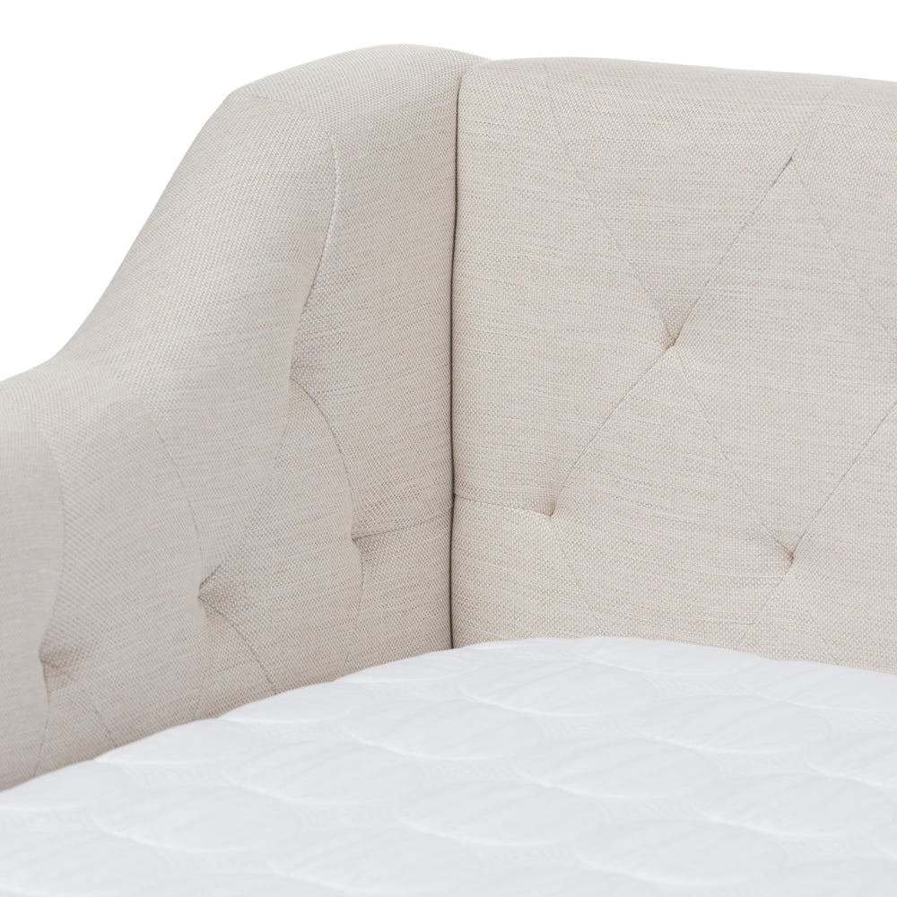 Perry Light Beige Fabric Daybed with Trundle