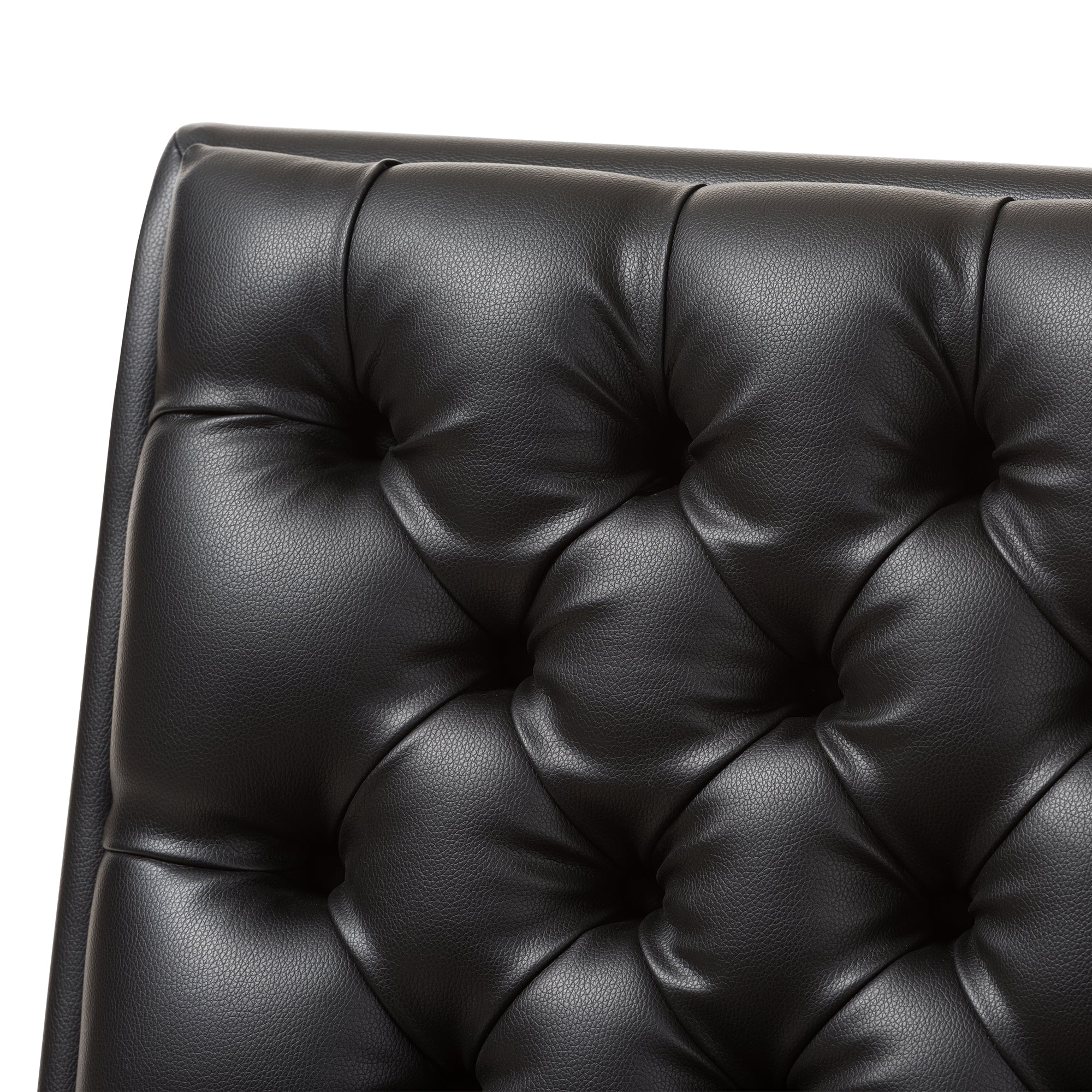 Annetha Mid-Century Modern Black Faux Leather Upholstered Walnut Finished Wood Lounge Chair