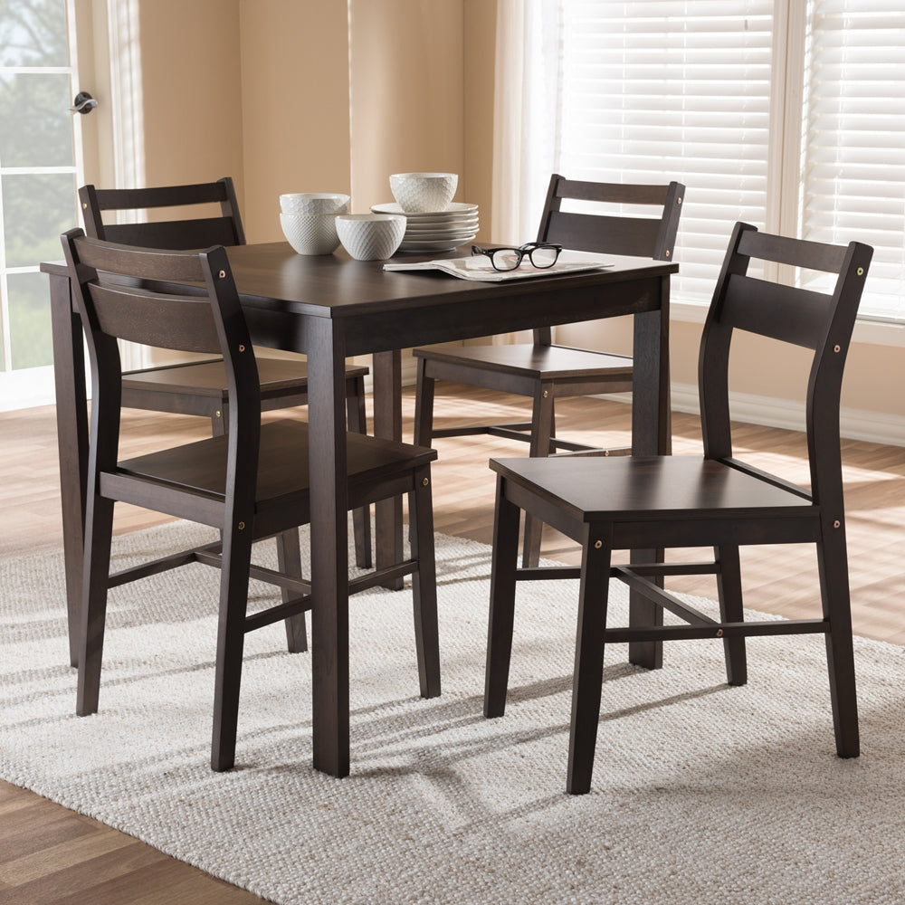 Lovy Modern and Contemporary Walnut-Finished 5-Piece Dining Set